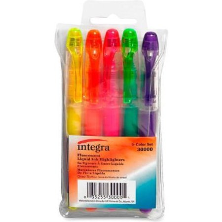 INTEGRA Integra„¢ Liquid Highlighter, Chisel Tip, Assorted Ink, 5/Set 30000